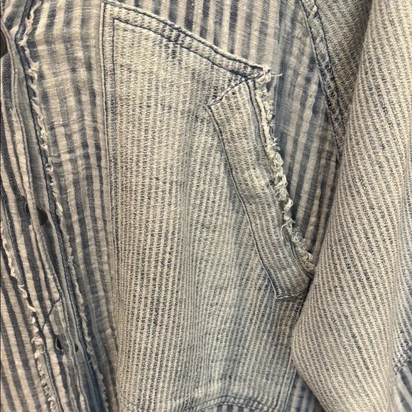 We The Free Blue Striped Button Down Shirt - Picture 3 of 4